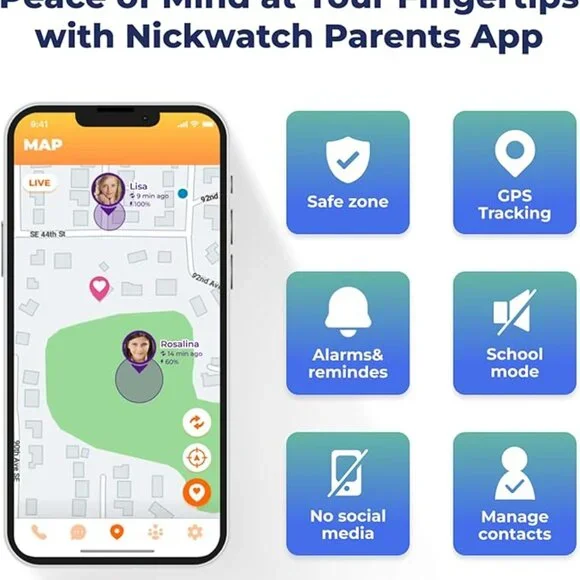Nickelodeon NickWatch Kids Smart Watch with GPS Tracker, SOS, & Parent Control - Picture 2 of 9